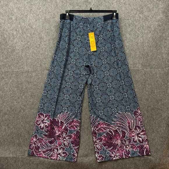Ruby Rd Tropical Border Crepe Wide Leg Pants Women's Size Petite Large NWT - Picture 2 of 11